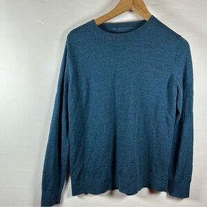 Hillary Radley Merino Wool Blue Crewneck Sweater